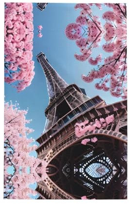YQxwJL Ölgemälde Paris Eiffelturm-Druck, Waffel-Küchentücher, weich, saugfähig, Geschirrtücher für die Küche, zum Kochen, Reinigungstücher