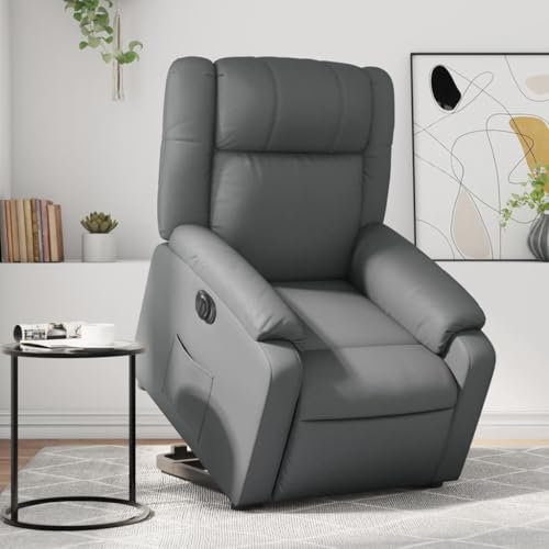Homgoday Massagesessel mit Aufstehhilfe Elektrisch, Fernsehsessel Relaxsessel Aufstehsessel Seniorensessel mit Liegefunktion, Ruhesessel TV Sessel für Wohnzimmer Grau Kunstleder