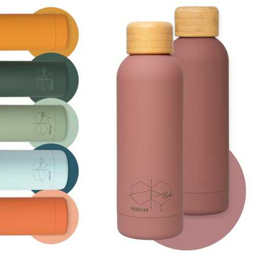 Twilight Pink 500ml Cute Water Flask | Stainless Steel Water Bottle, Soft Feel Matte Finish, No Straw Insulated Flask is BPA-Free & Leakproof, Ideal Camping Bottle, Gym & Hiking - By Perevor