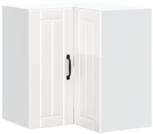 vidaXL Kitchen Wall Corner Cabinet - Lucca High Gloss White Engineered Wood - Modern Wall-Mounted Storage Solution