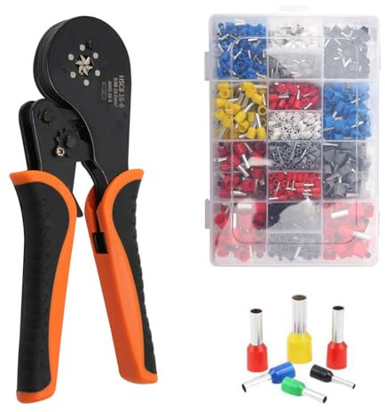 NCONCO Kit de pince à sertir 0,08-16 mm², pince à sertir avec 1200 embouts de câble double et monobrin pour bricolage et usage industriel Pince à sertir isolée non isolée