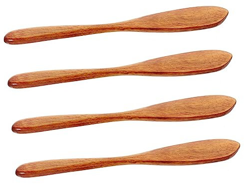 GRIRIW 4 Stück Buttermesser Aus Nanmu Holz Handgefertigt Glatte Oberfläche Vielseitig Für Butter Käse Marmelade Und Kuchen Küchenwerkzeug Für Zuhause Und Gastronomie