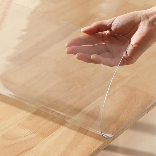 Schreibtischunterlage Transparent 1.5mm, Große Durchsichtig Klar Schreibtischmatte, Antihafte rutschfeste Arbeitsmatte, Tischfolie transparent für Büro küche Esstisch und Couchtisch(Transparent,100 cm