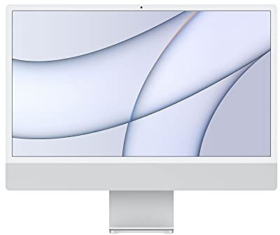 Apple iMac 2021 all-in-one desktop computer with M1 chip: 8-core CPU, 8-core GPU, 24-inch Retina display, 8GB RAM, 256GB SSD storage, 1080p FaceTime HD camera, matching accessories; Silver (Renewed)