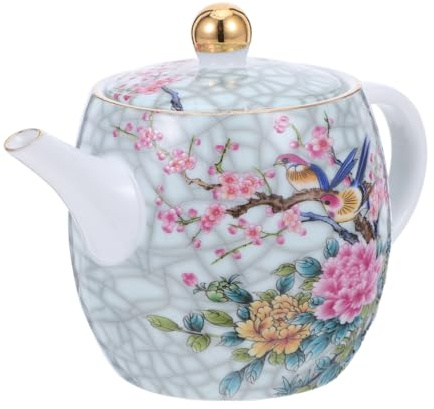 Cabilock Hand Painted Ceramic Teapot Flower and Bird Tea Pot Tea Kettle for Home and Office Serving Heat Resistant and Cold Resistant 1 X Teapot