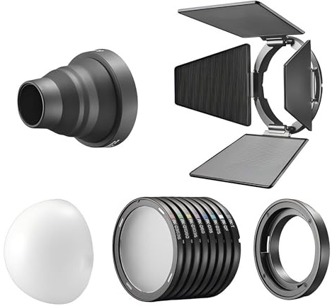 Godox Magnetic Mounting Kit,MK for MS60Bi MS60R RS60R RS60Bi LED Lights & Round-Head Flashes V100 V1 Pro AD100 Pro, Includes Barndoors, Diffusers, Snoot, Grid & Carry Bag