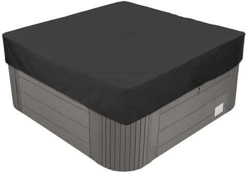 BaCover Funda Exterior Impermeable, 210D Oxford Whirlpool Abdeckung, Cubierta De BañEra De Hidromasaje para Exteriores protección contra el Viento UV,Negro,244x244x30cm