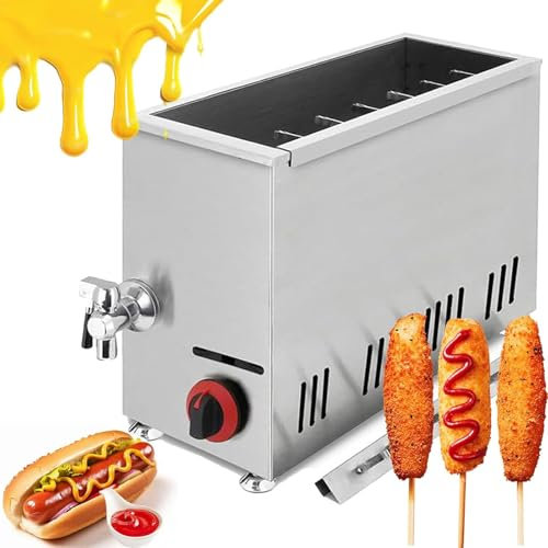 ylpddmm Friggitrice per Corn Dog, Macchina per friggere Hot Dog al Formaggio di Grande capacità da 21 Litri con 12 Ganci, Macchina per friggere Hot Dog Coreano al Formaggio e Mais a Gas GPL