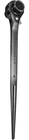 sourcing map Scaffolding Podger Ratchet Wrench 17mm x 19mm CR-V 12 Point Double Ended Socket Ratcheting Podger Scaffold Spud Spanner Tool for Auto Repair Mechanical Maintenance, Black