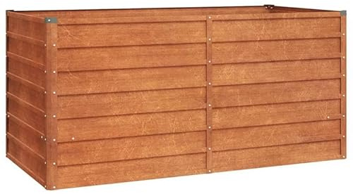 Aiuola rialzata in acciaio corten, 160 x 80 x 77 cm, effetto ruggine per giardino e balcone, durevole e resistente alle intemperie, ideale per la coltivazione di ortaggi e erbe aromatiche