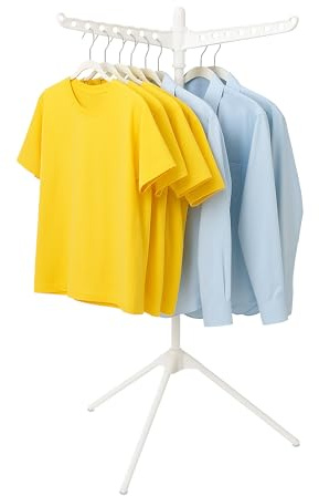 Relaxdays Bügelwäscheständer, für 27 Bügel, klappbar, belastbar bis 15 kg, Wäschestandtrockner, HxD:143x56 cm, weiß