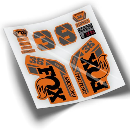 Ref: VP330 Aufkleber, kompatibel mit Fox 38 Gabel, Kashima 2021–2023, MTB, Sticker, Aufkleber, Aufkleber für Mountainbikes. (Orange Fork)