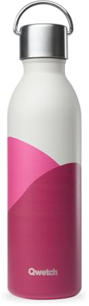 Qwetch - Bouteille Isotherme Active Horizon Gris 600ml - Gourde avec Anse Inox Recyclé - 24h Froid et 12h Chaud - Etanche & Compacte