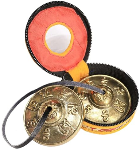 Gong Mantra tibetische Glocken mit Etui Tingsha-Becken Meditationsglocken 2 5 Gong-Instrument für Achtsamkeit Yoga und