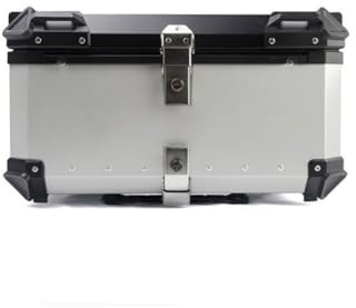 Aptliton 100L Motorcycle Trunk with Security Lock, Dustproof & Waterproof Aluminum Alloy Motorcycle Top Case Tail Box with Universal Bracket for Stowing Helmets and Luggage, Silver