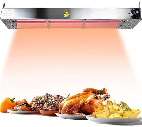 Lampada Riscaldante per Alimenti, Lampade Scaldavivande Cucina Sospeso | Acciaio Inossidabile Lampada Riscaldante Infrarossi Alimenti per Hotel a Buffet, Temperatura Regolabile 30-85°C