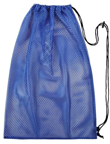 Alaoo 1pcs Borsa a Rete con Coulisse, Blu,Zaino da Spiaggia in Rete