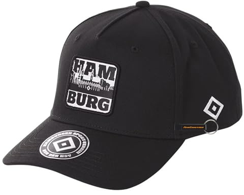 Hamburger SV HSV Cap Gunvald, Offizieller Fanartikel, Schwarz mit Hamburg-Skyline-Patch, 100% Baumwolle