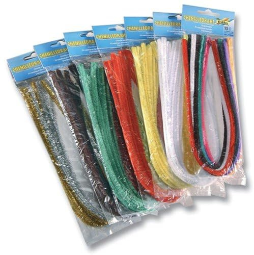 folia 778109 - Chenilledraht, Pfeifenputzer, 100 Stück sortiert in 10 Farben, Durchmesser 8 mm und 50 cm lang, ideal für Kinder zum Basteln und Gestalten von Tieren, Figuren und anderen Formen