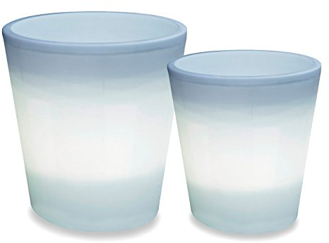 Beleuchteter Pflanzkübel Set Outdoor LED Blumentopf Ø 28cm & 37cm 6m Zuleitung & Trafo - Terrassenbeleuchtung