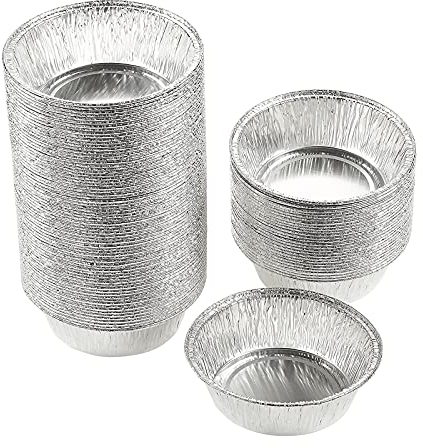 Aluminium Foil Pie Pans - 100-Piece Round Disposable Baking Tin Pans for Cake Quiche and Tarts 12.5 x 3.8 cm