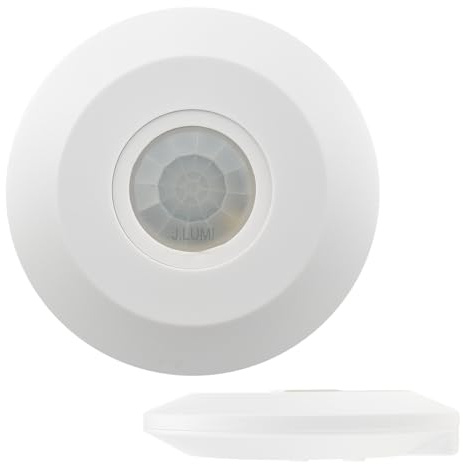J.LUMI YCA1050 Ceiling Mounted Motion Sensor, 85-265V AC 2000W Ceiling Motion Sensor Light Switch, PIR Occupancy Sensor, Slim Profile, White
