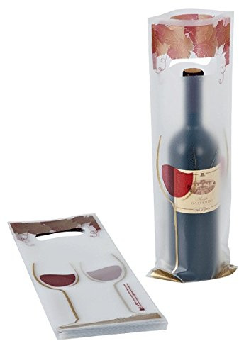 Propac Z-SHBL Shopper in Plastica con Manico per Bottiglie, 15 x 44 cm, Colore Trasparente - Set di 50 Pezzi