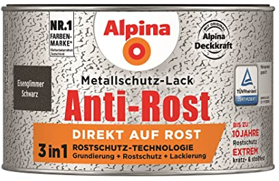 Alpina Metallschutzlack Anti-Rost Eisenglimmer Schwarz 300ml