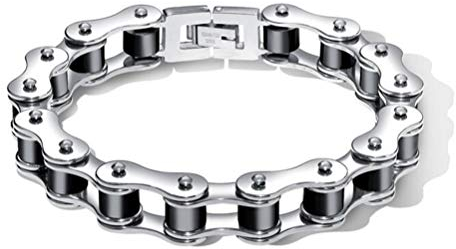 LAFATINA Vélo de Moto Lourd pour Hommes Bracelet chaîne à maillons pour Fête des pères Acier Inoxydable Bracelet de chaîne de vélo Masculin