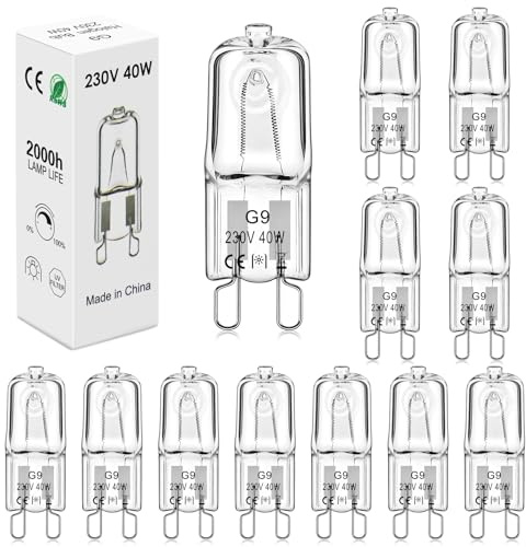 BROTOU G9 40W Halogen Bulbs, 230V 500LM 2800K Warm White Capsule Bulbs, Dimmable (12 Pack, 40, Watts)
