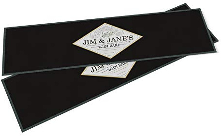 Purple Print House Personalised Bar Runner - Custom Text Rubber Bar Mat - Cucumber Gin Bar - Home Bar Accessories for home pub (Medium - 880x250)