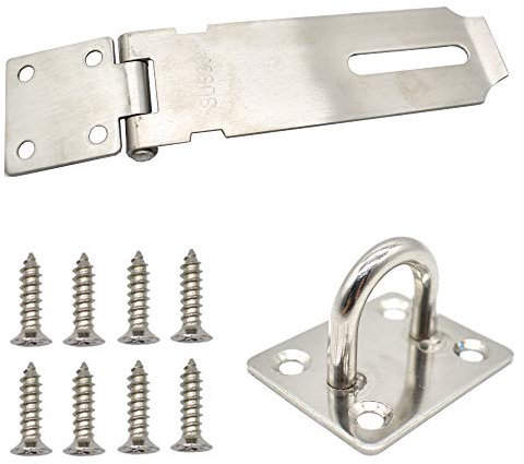 Lucchetto per porta, in acciaio inox 304, resistente, con viti per capannoni, armadietti, cassetti, cancelli in legno, per esterni (12,7 cm)