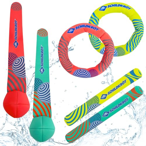 Schildkröt Neopren Tauchset, 6 Teile für Pool & Schwimmbad | Tauchen, greifen, auftauchen: 6 bunte Neopren-Teile für spielerische Übungen im Wasser