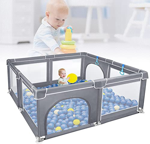 LARS360 Baby lekhage, lekhage, avspärrgaller 200 x 180 cm aktivitetscentrum, nät, lekgaller med halkfri bas, bärbar säkerhetslekplats, krypgaller