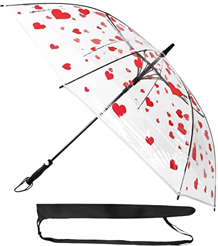 Sternenfunke Regenschirm Herz groß XXL Ø130 cm transparent, durchsichtiger Regenschirm Hochzeit Herz 2 Personen