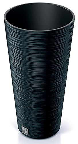 Anthrazitfarbenes Pflanzgefäß mit Behälter, Kollektion FURU, 30 x 30 x 57,5 cm, Fassungsvermögen 15 L.
