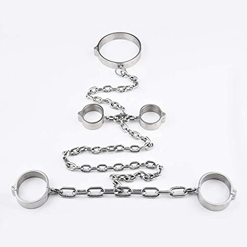 ROLOL Handfesseln/Handschellen Halsband Knöchel für Paare aus Metall - Fußschellen Betten-Fesseln Handcuffs Anklecuffs -Handschellen