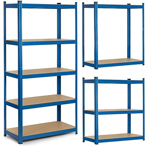 Humberg Regal Kellerregal Lagerregal Schwerlastregal mit Stahlgestell Metall Belastbar bis 875 kg 5 Ablagen 40 x 90 x 180 cm Blau