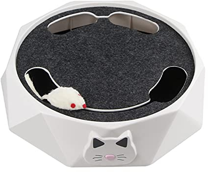 Miskall Interaktives Katzen-Drehteller-Spielzeug, Elektrisches Katzenspielzeug, 2 Geschwindigkeiten Einstellbar, Automatischer Puzzle-Fang, Maus-Spiel-Katzenspielzeug Für Heimtierbedarf