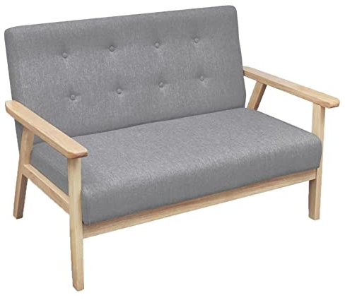 Festnight Sofa 2 sitzer zweisitzer Sofa Couch 2 sitzer Sofas & couches Stoffsofa Loungesofa Doppelsofa für Wohnzimmer Empfang Café Hellgrau 2-Sitzer