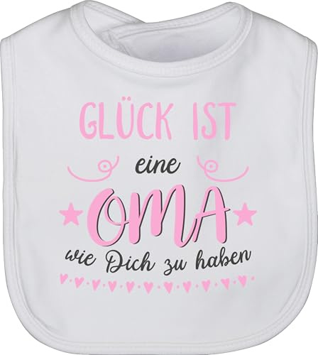 Shirtracer - Baby Lätzchen - Sprüche - Glück ist eine Oma wie dich zu haben Rosa Grau