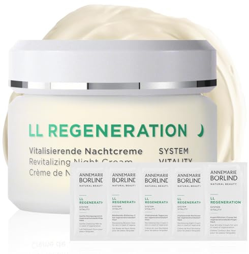 ANNEMARIE BÖRLIND LL REGENERATION Vitalisierende Nachtcreme 50ml + Sachets | Regenerierende Nachtpflege, Pflegeroutine Sachets, Fördert Zellerneuerung & Straffung, Mildert Falten, Mit LL Biokomplex