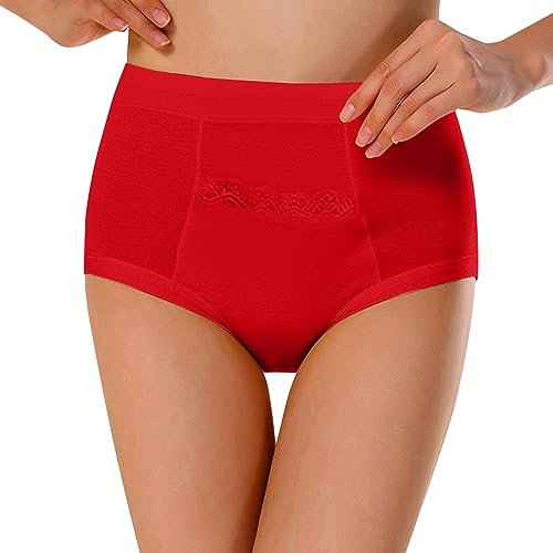 SRZYMJ Unterhosen Damen Bauchweg Weiß Seamless Panties Damen Baumwolle Hautfarben Unterwäsche Taillenslip Microfaser Große Größen Tangas Damen Baumwolle Nahtlos Slips Damen Strings Damen Set Rot