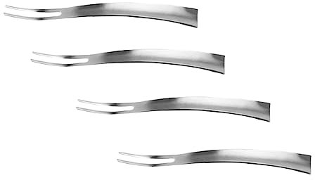 Amosfun 4pcs 304 Stainless Steel Fruit Forks Two-Tine Dessert Forks Matte Finish Restaurant Tableware Set for Salad and Fruit Serving