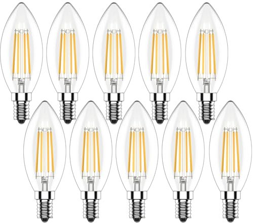 Zcexhph Ampoule Flamme E14,4W Ampoule Filament LED,Dimmable LED Bougie Flamme,400LM Lampe Forme de Bougie,Blanc Chaud 2700K,AC220V pour Décoration,10 Pièce