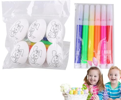 Weldphur Kit di doodle di uova di Pasqua, kit di pittura per uova di Pasqua,Kit di pittura per arti e mestieri - 6 kit per colorare le uova con tintura per uova, attività artistiche e manuali per