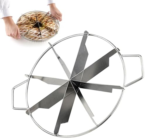 Cake Portion Cutter, Stainless Steel Pie Cutter with Handle, Round Cake Divider for Parties, Cheesecake Equal Portion Marker, Multipurpose Cake Slicer for Cutting Even Cake Pieces