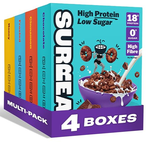 Surreal New Flavour Pack - High Protein Cereal – Zero Sugar – Healthy Plant Based Cereal - High in Fibre - Low Carb – Gluten Free Vegan 17g-18g of Protein - 240g x 4 Pack (1x CO, 1x CI, 1x FR, 1x HC)