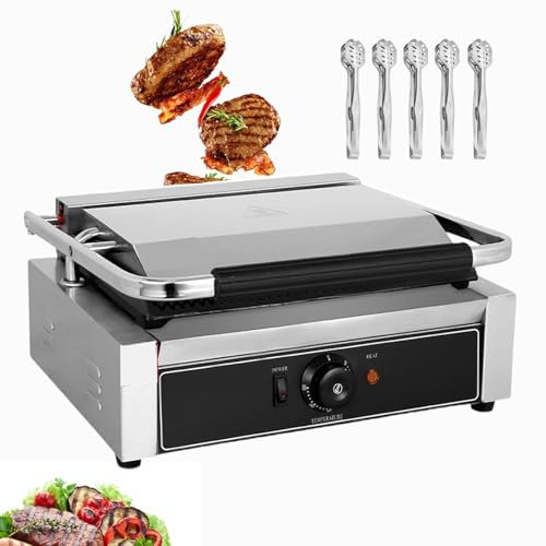 QUSYZD Parrilla Antiadherente para sándwiches, sandwichera eléctrica y waflera con 5 Pinzas para Barbacoa, Parrilla de Acero Inoxidable para sándwiches, Carne, calamares y panqueques - 1800 W,2200W