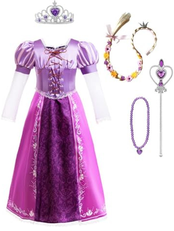 Lito Angels Deguisement Robe Princesse Costume avec Accessoires pour Enfant Fille Taille 4-5 ans, Violet